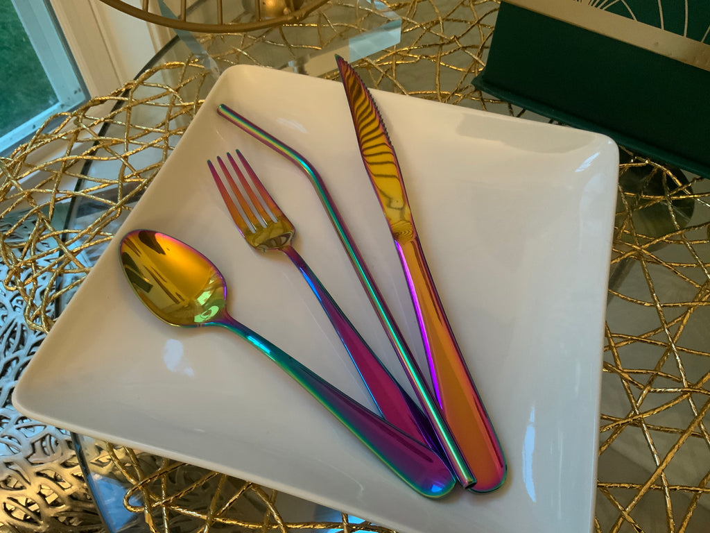 Rainbow Utensil Set with Steak Knife